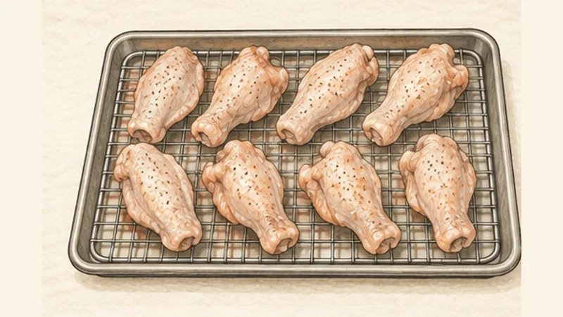 Buffalo Wings, step 1: Dry and season the wings.