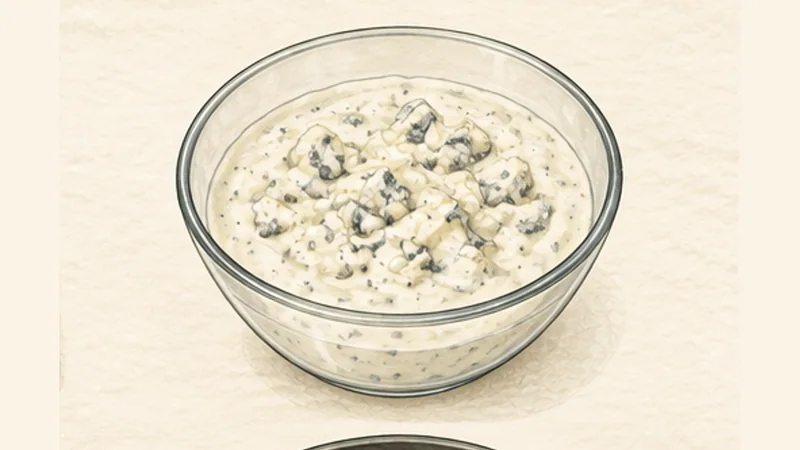 Buffalo Wings, step 2: Mix the blue-cheese dip.