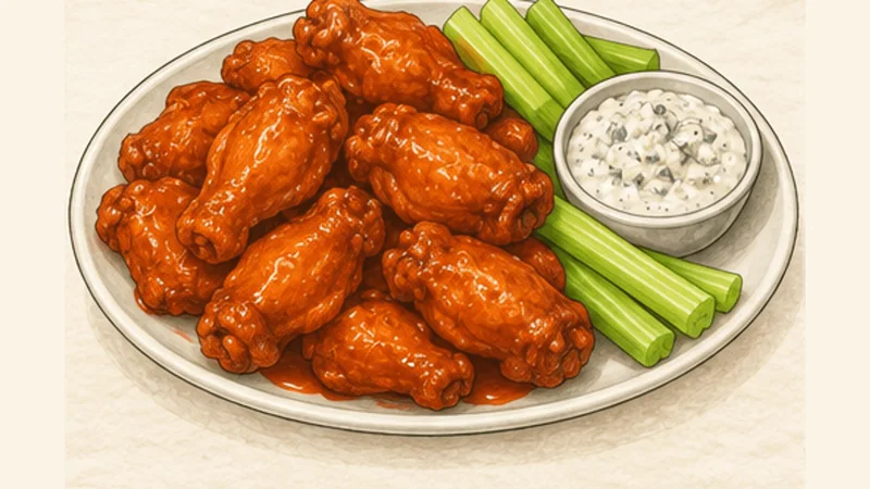 Buffalo Wings, step 8: Serve with celery and dip.