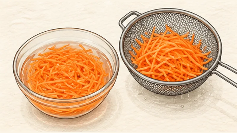 Bún bò Nam Bộ — beef noodle salad, step 2: Quick-pickle the carrot.
