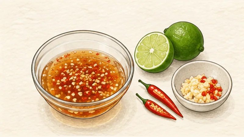 Bún bò Nam Bộ — beef noodle salad, step 3: Mix the lime dressing.