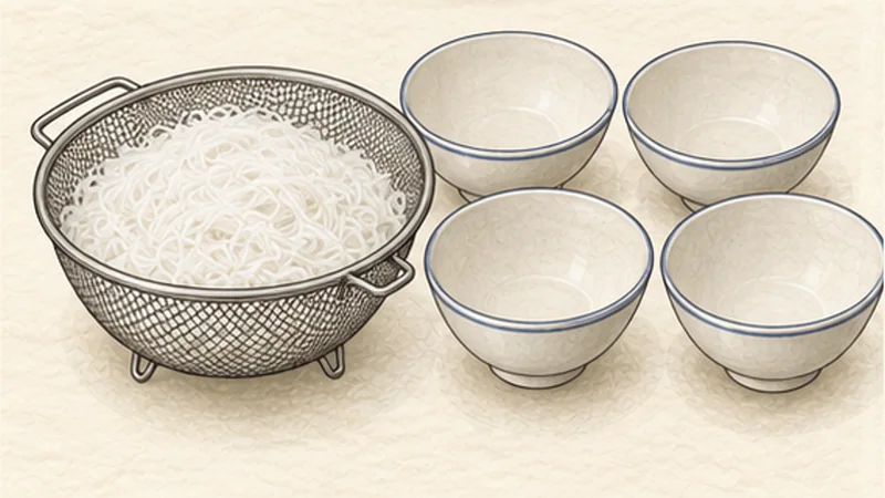 Crab and Tomato Noodle Soup (Bún Riêu), step 7: Cook the vermicelli.