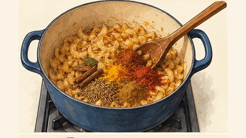 Durban Mutton Bunny Chow, step 2: Fry the Durban masala.