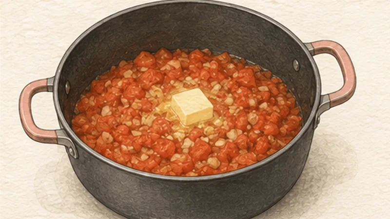 Butter Chicken, step 3: Cook the tomato base.