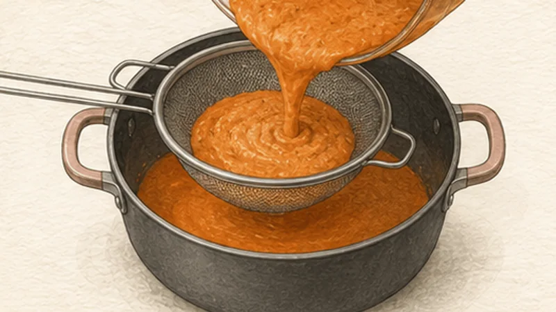 Butter Chicken, step 4: Blend and strain the sauce.