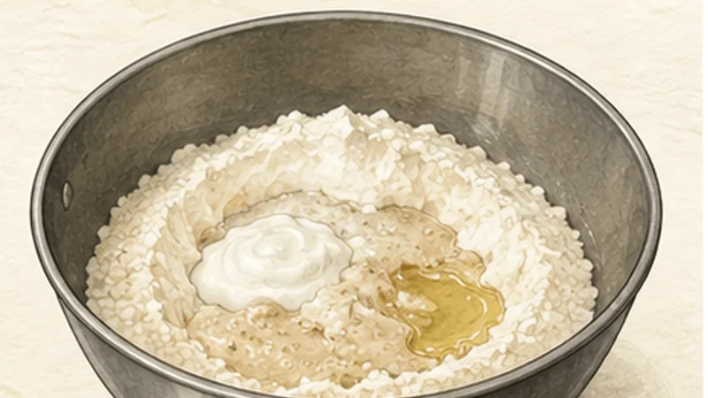 Stovetop Butter Naan, step 2: Mix a soft dough.