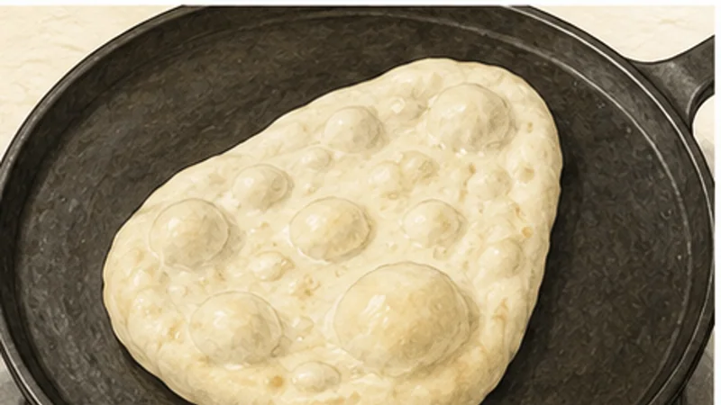 Stovetop Butter Naan, step 6: Roll and cook on hot iron.