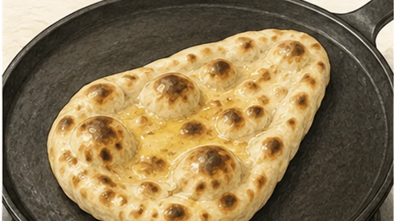 Stovetop Butter Naan, step 7: Flip, blister, and butter.