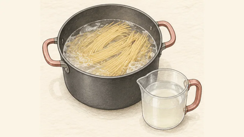 Cacio e Pepe, step 2: Cook the pasta firm.
