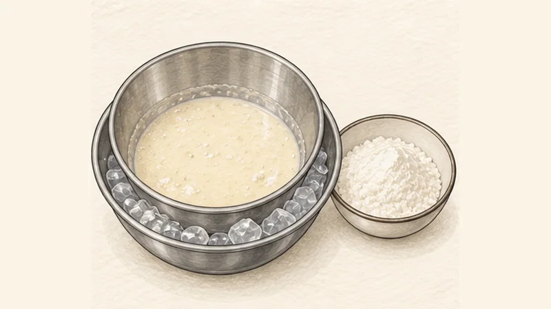 Calamares a la Romana, step 2: Mix a cold, light batter.