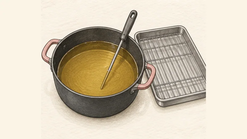 Calamares a la Romana, step 3: Heat the oil to 180°C.