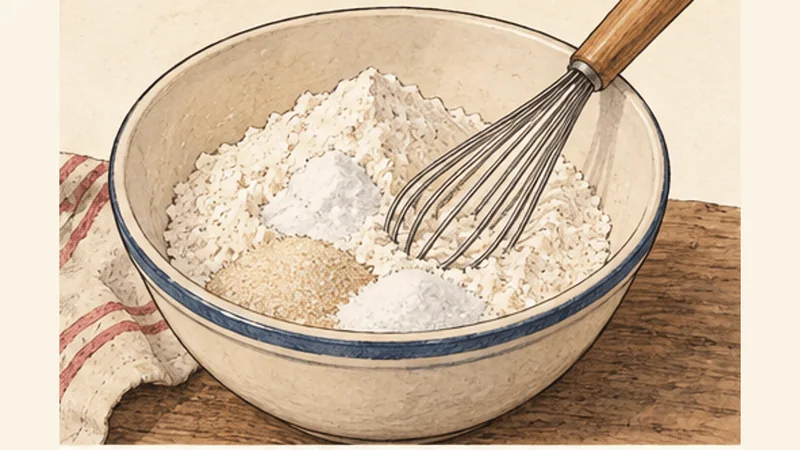 Métis-Style Campfire Bannock, step 2: Mix the dry ingredients.