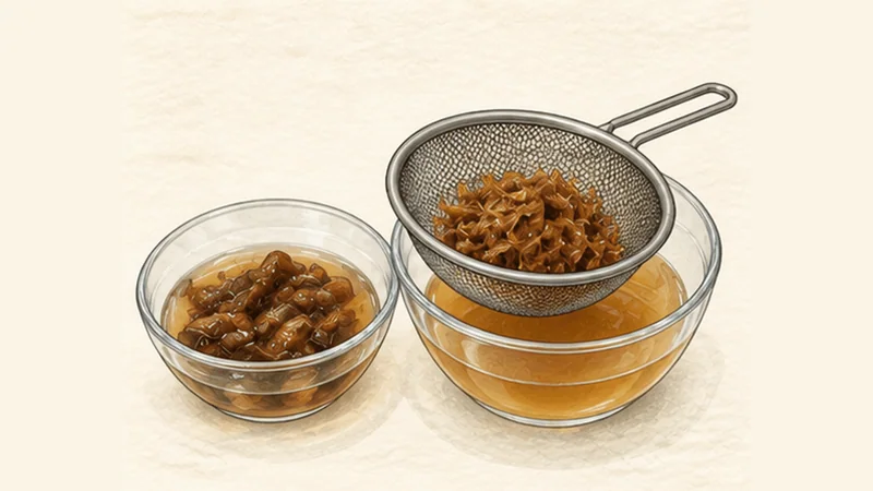 Canh chua cá — sweet-sour fish soup, step 1: Extract the tamarind.