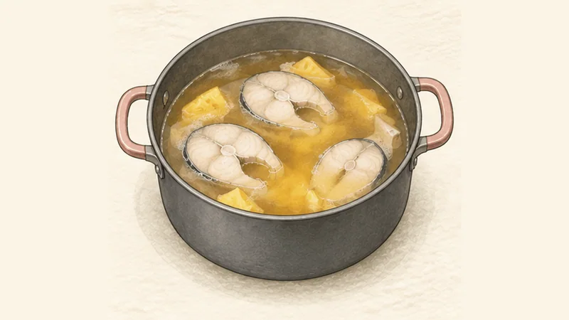 Canh chua cá — sweet-sour fish soup, step 4: Build the sweet-sour broth.