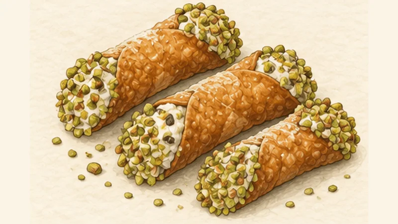 Cannoli Siciliani, step 7: Finish with pistachio.