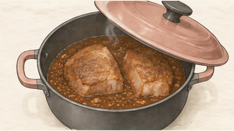 Cao Lầu — Hội An Pork Noodles, step 3: Braise until sliceably tender.