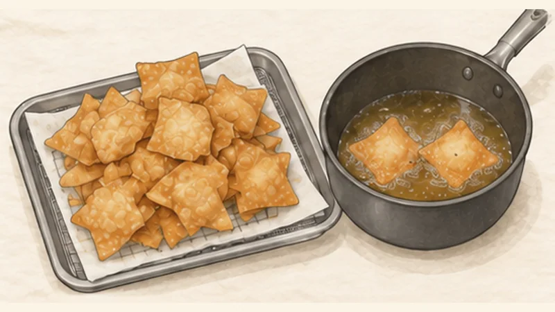 Cao Lầu — Hội An Pork Noodles, step 5: Fry the crisp squares.
