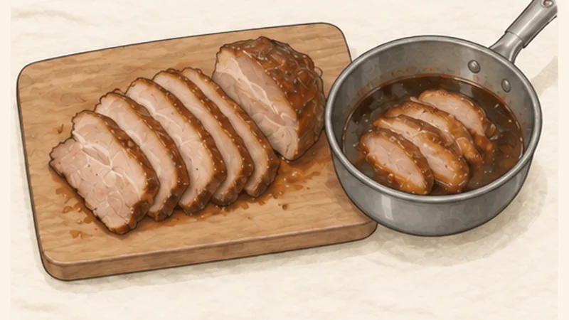 Cao Lầu — Hội An Pork Noodles, step 7: Slice across the pork grain.