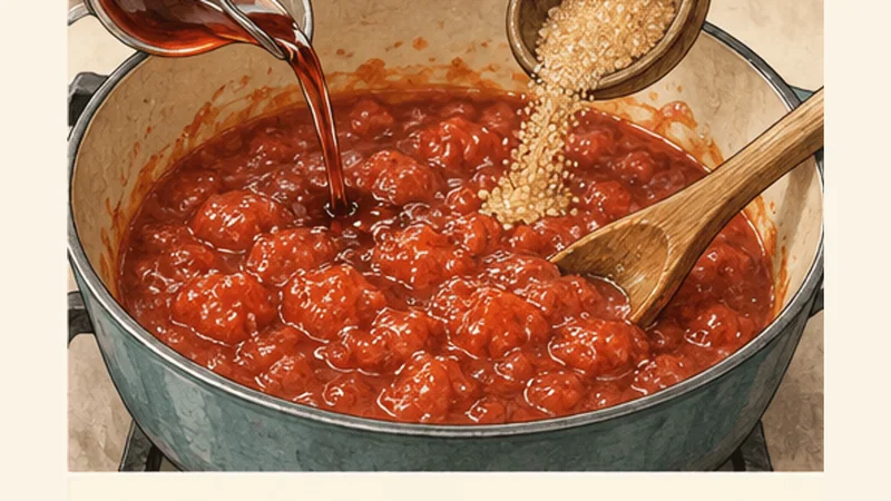 Sicilian Caponata (Sweet-and-Sour Eggplant), step 4: Build the tomato agrodolce.