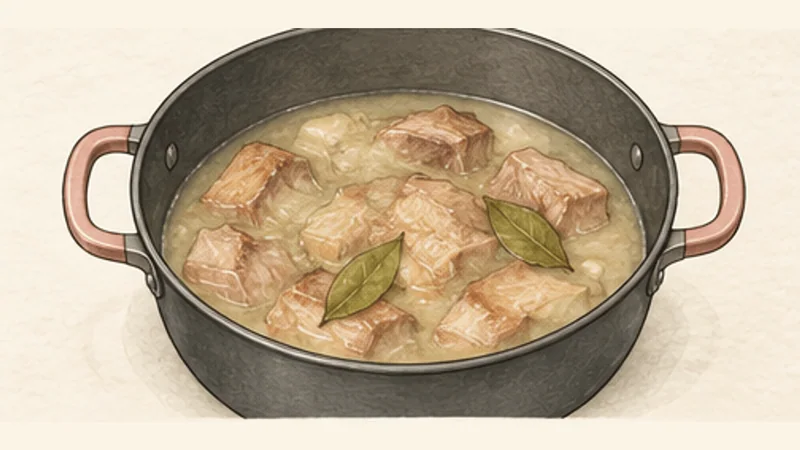 Carnitas, step 4: Add the aromatic liquid.