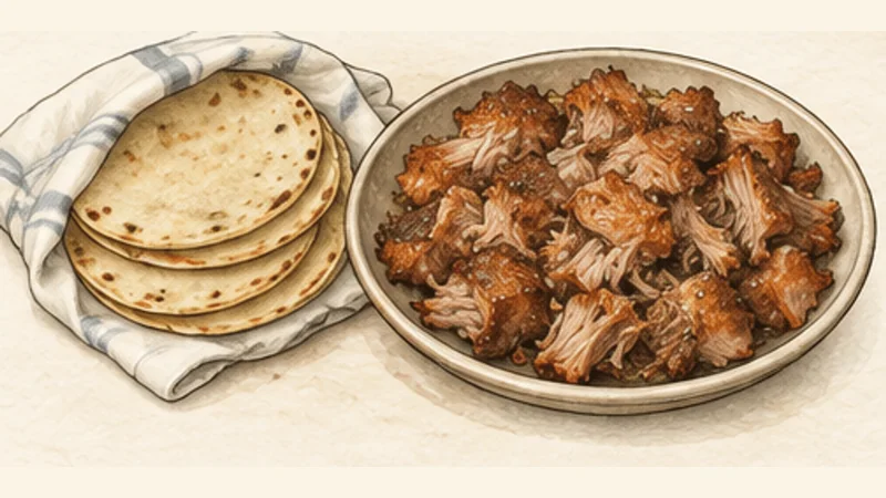 Carnitas, step 10: Warm tortillas and serve.