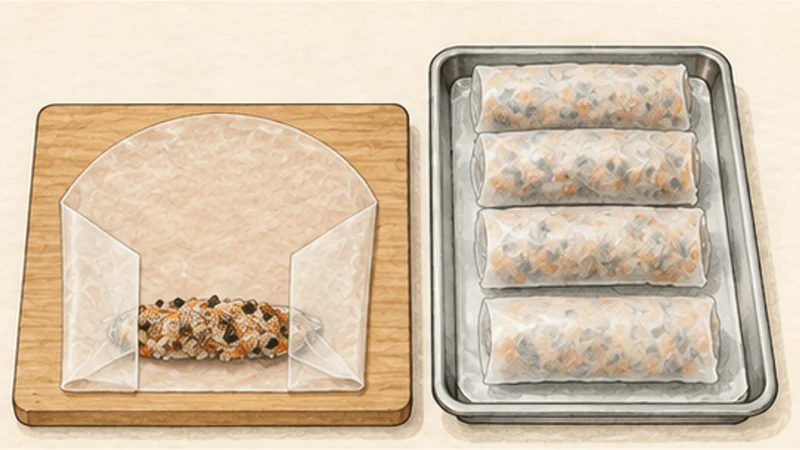 Chả Giò — Crispy Spring Rolls, step 3: Wrap twenty rolls.