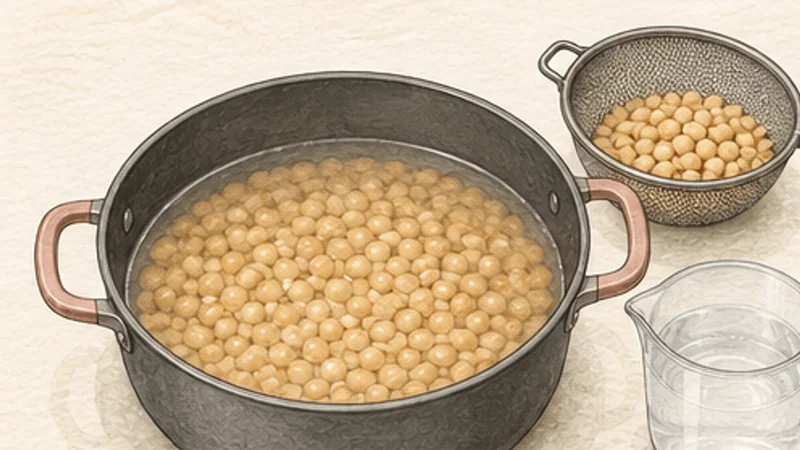Chana Masala, step 1: Soak and rinse the chickpeas.