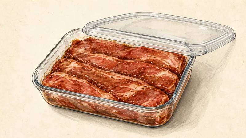 Cantonese char siu (barbecue pork), step 2: Marinate and discard the used sauce.