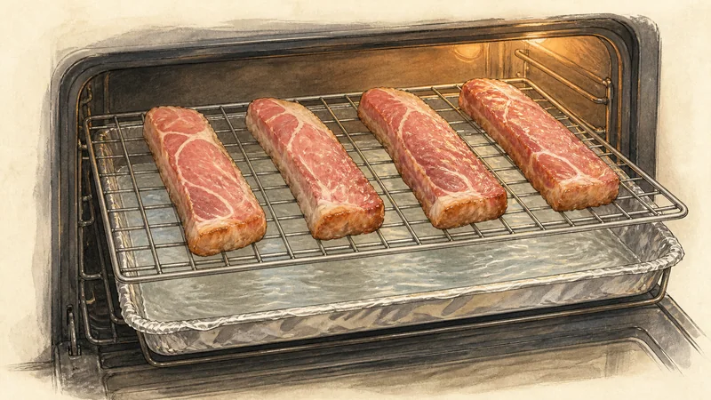 Cantonese char siu (barbecue pork), step 4: Roast the first side.