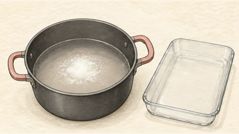 Chè ba màu — three-colour iced dessert, step 1: Hydrate the agar.