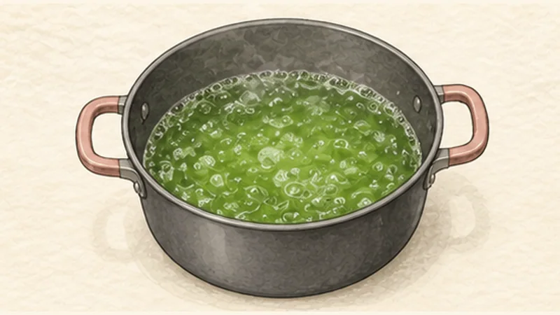 Chè ba màu — three-colour iced dessert, step 2: Dissolve and flavour the jelly.