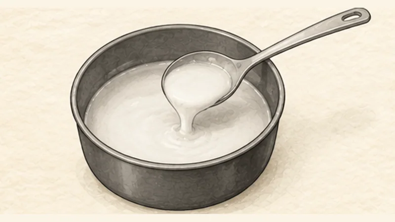 Chè ba màu — three-colour iced dessert, step 6: Thicken coconut sauce.