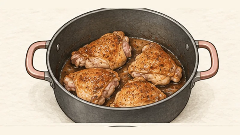Chicken and Sausage Gumbo, step 1: Brown the chicken.