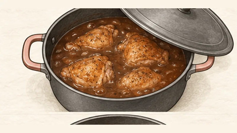 Chicken and Sausage Gumbo, step 8: Simmer the chicken.