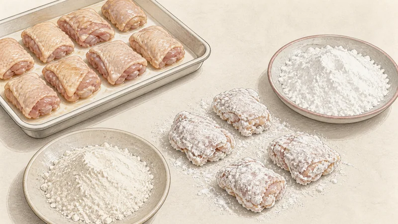 Chicken karaage, step 3: Build the coating station.