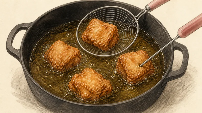 Chicken karaage, step 6: Second fry to 74°C.
