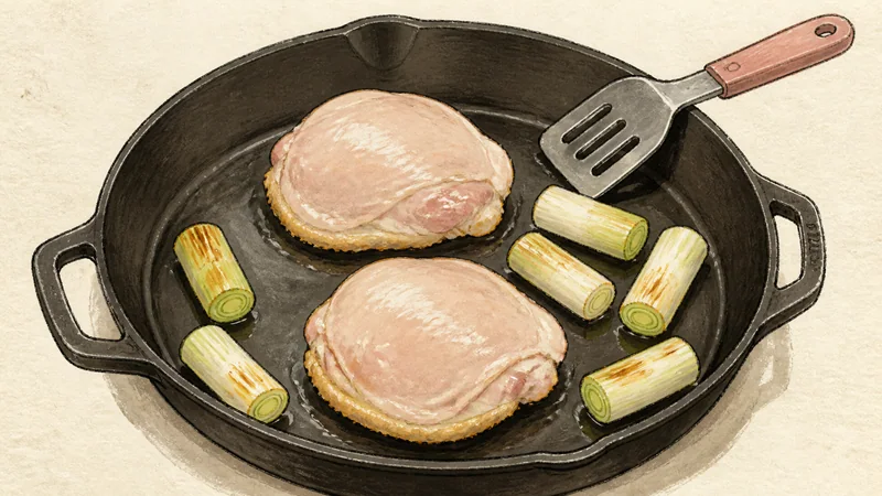 Chicken teriyaki, step 3: Sear the skin.
