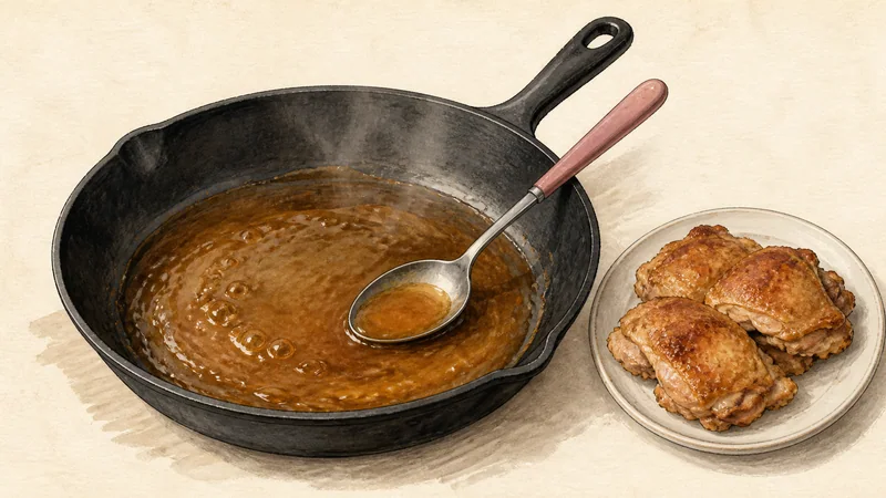 Chicken teriyaki, step 5: Reduce the sauce.