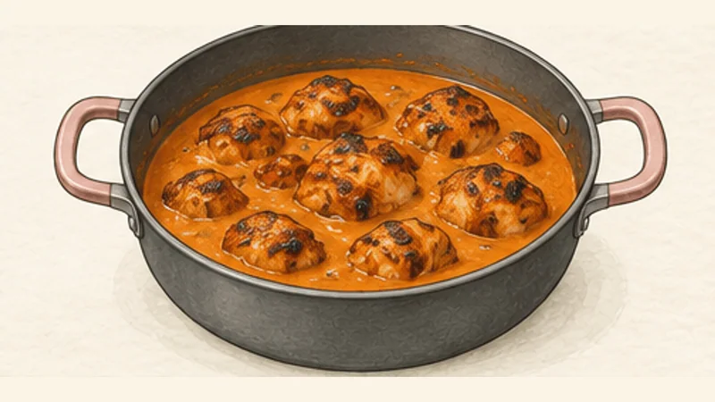 Chicken Tikka Masala, step 9: Return the chicken and juices.