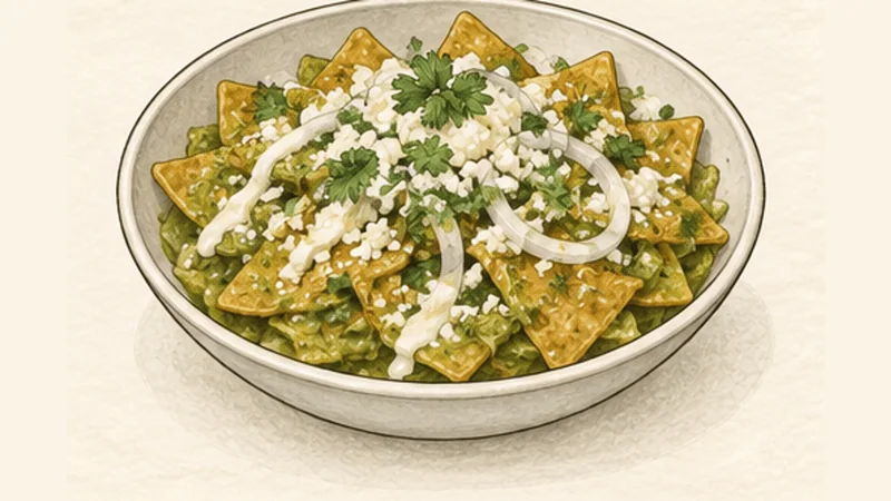 Chilaquiles Verdes, step 8: Serve before they lose texture.