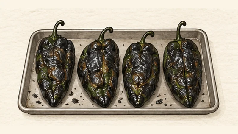 Chiles Rellenos, step 1: Char the poblanos.
