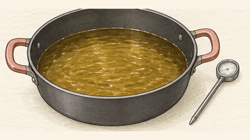 Chiles Rellenos, step 9: Heat the frying oil.