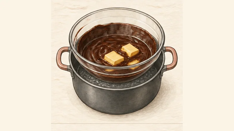 French Chocolate Mousse, step 1: Melt chocolate and butter.