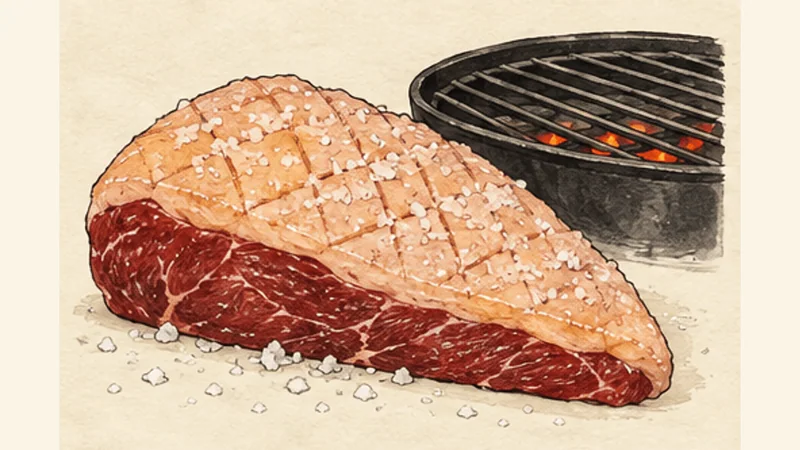 Churrasco de Picanha, step 1: Prepare the grill and beef.