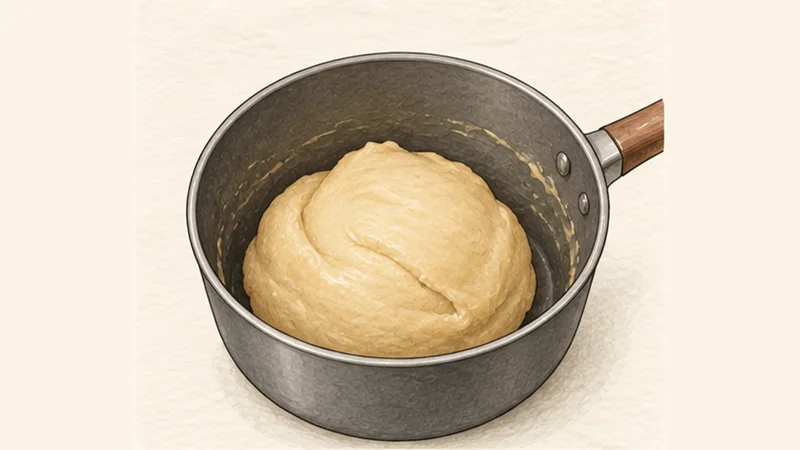 Churros con Chocolate, step 2: Make the hot-water dough.