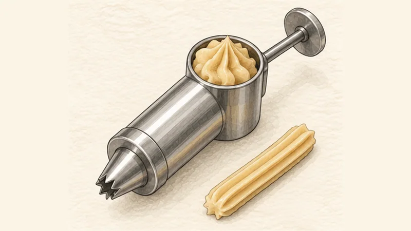 Churros con Chocolate, step 3: Cool slightly and load the churrera.