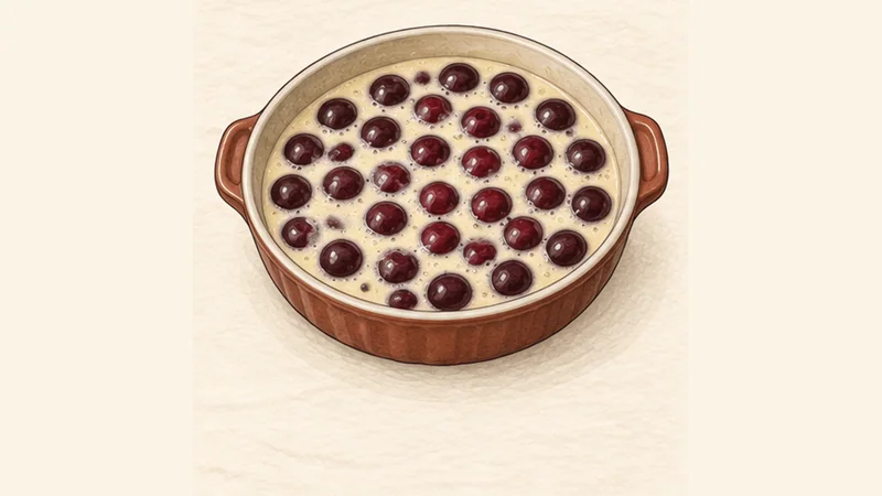 Cherry Clafoutis, step 4: Add fruit and batter.