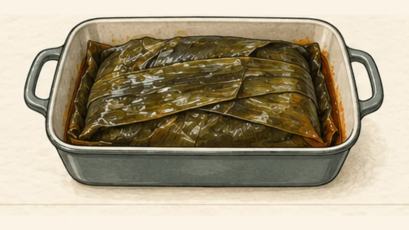 Cochinita Pibil, step 8: Rest in the leaves.