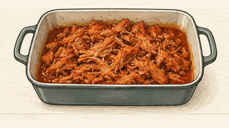 Cochinita Pibil, step 9: Shred and moisten.