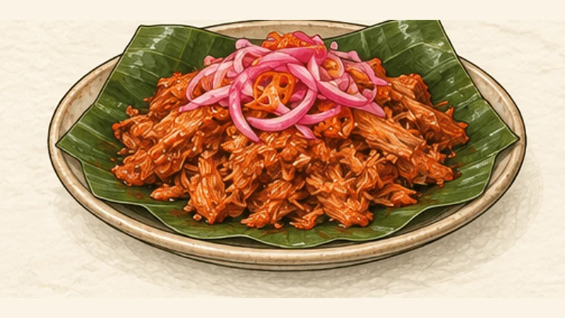 Cochinita Pibil, step 10: Serve with pickled onion.